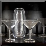 G05. Simon Pearce vase and martinis.